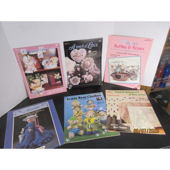 Mixed Brands Other - Vintage Crochet Pattern Book Lot Teddy Bear Clothes Doll Fashion Bedspreads 9pc
